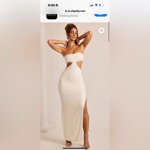 Oh Polly White Bridal Sequin Maxi with Cut Out